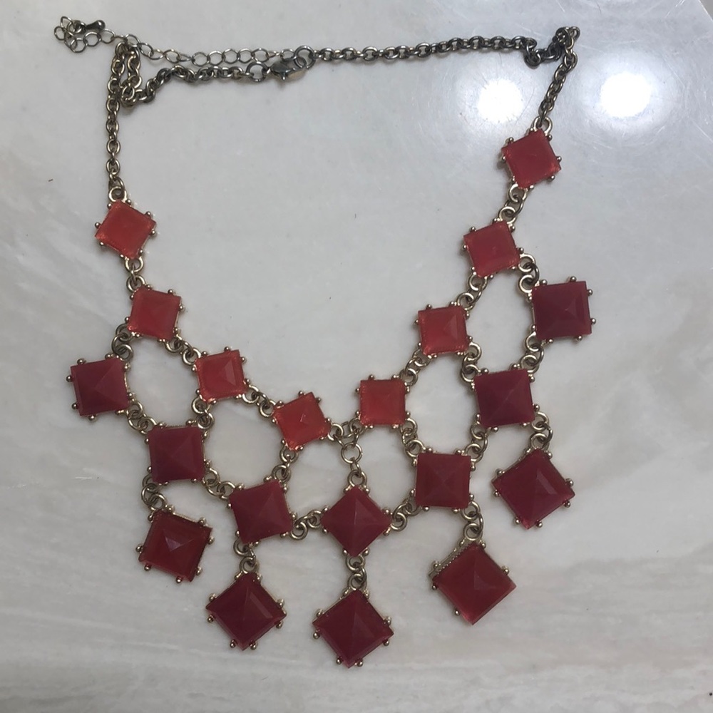 Gold and red statement necklace